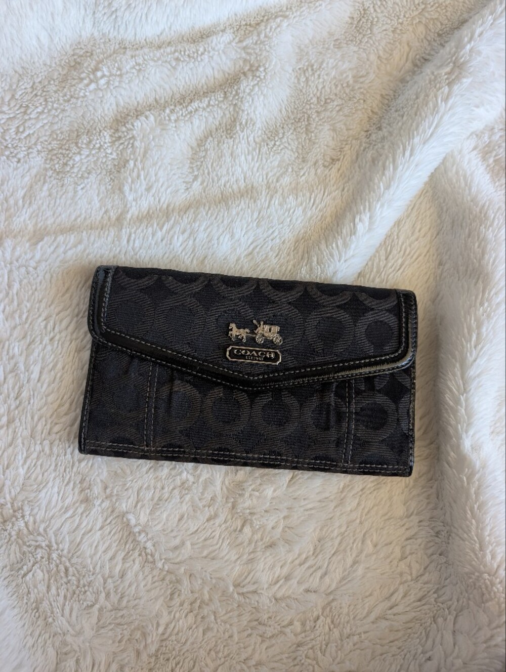 Coach Vintage 90s Y2K Black Signature Continental Wallet